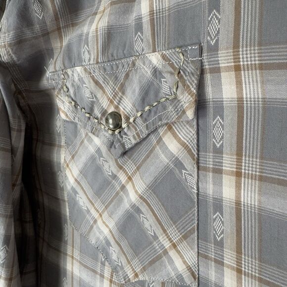 Roper Shirt Mens 2XL Gray‎ Collar Western Pearl Snap Thick Stitch Graphic Cowboy - Picture 6 of 16